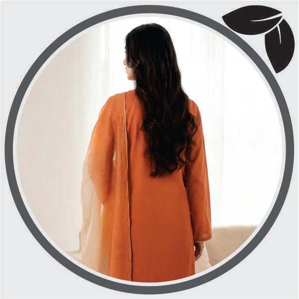 Burnt Orange Embroidered 3 Piece Lawn Suit