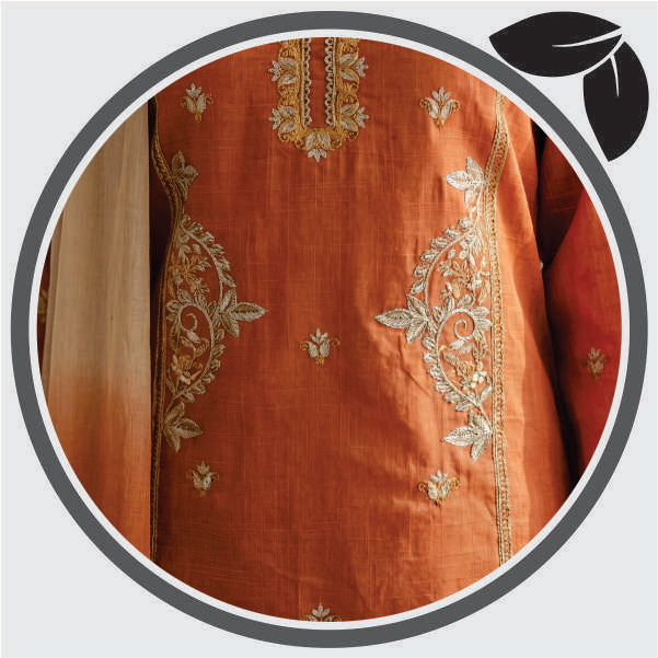 Burnt Orange Embroidered 3 Piece Lawn Suit